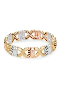 Tri Tone Mixed Stars Stretch Bracelet