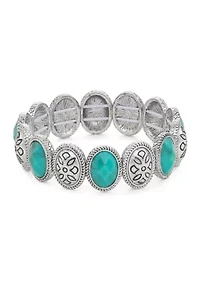Silver Tone Turquoise Stretch Bracelet