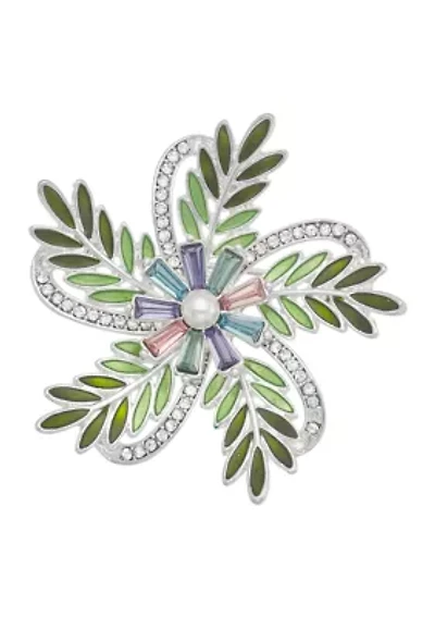 Silver Tone Multi Flower Pin