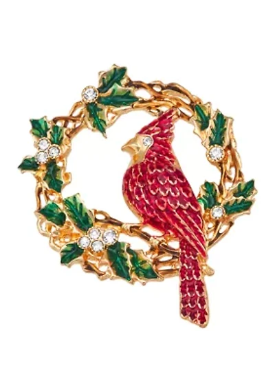 Cardinal Wreath Pin