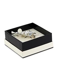 Silver-Tone Crystal Angel Pin
