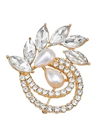 Holiday White Beaded Crystal Pin