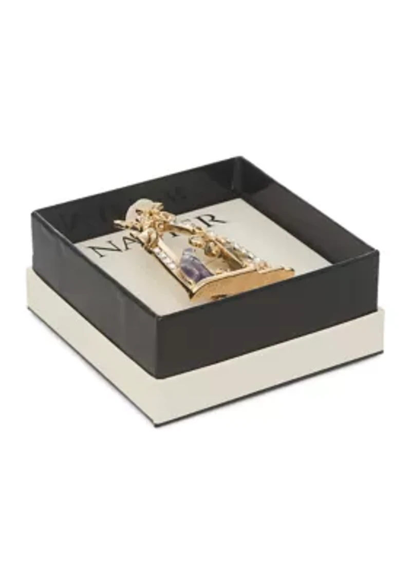 Gold Tone Purple Nativity Pin