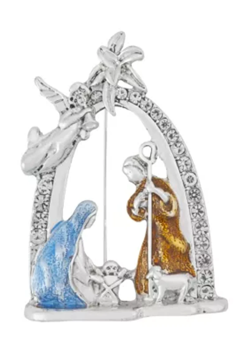 Holiday Nativity Box Pin
