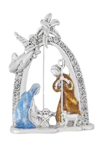 Holiday Nativity Box Pin