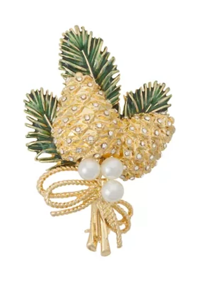 Crystal Cone Holiday Pin