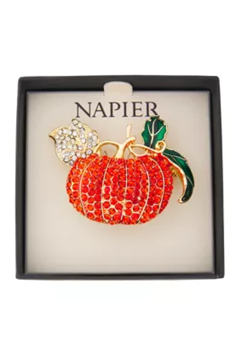 Gold Tone Orange Pumpkin Pin