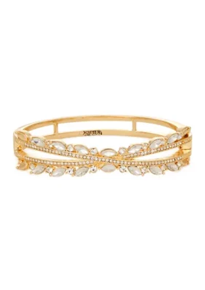 Gold Tone Crystal Stone Bangle 