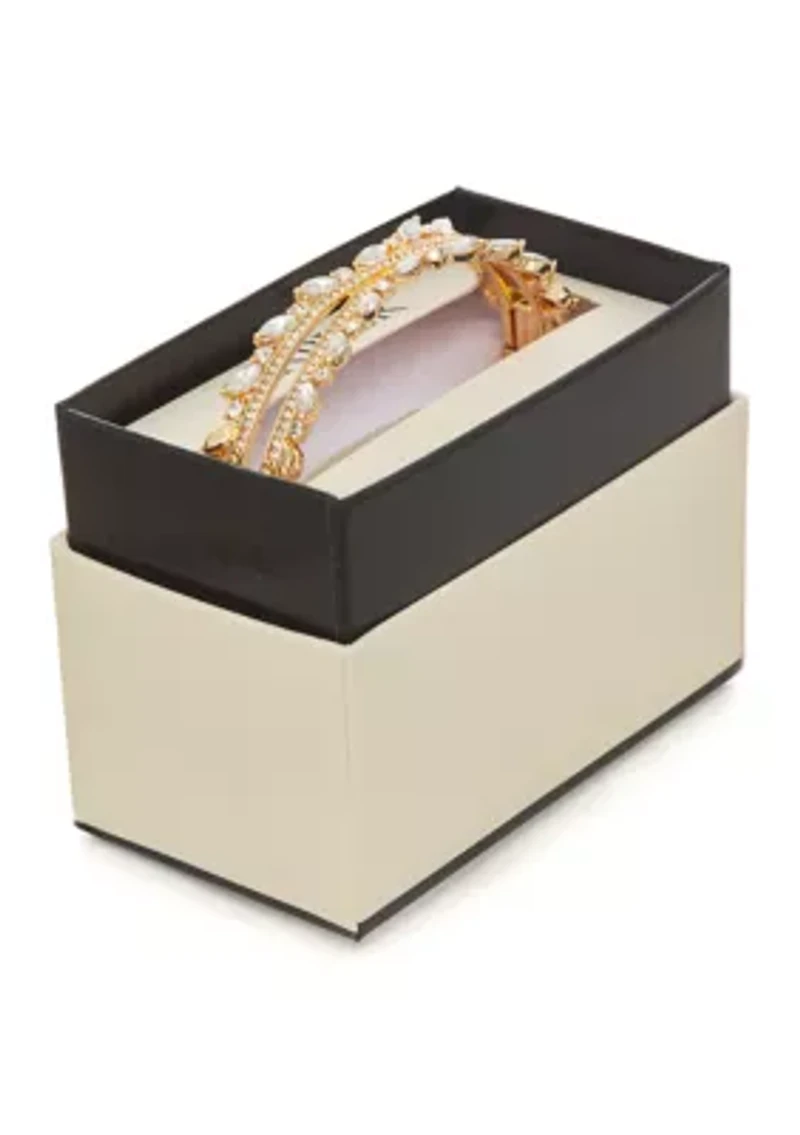Gold Tone Crystal Stone Bangle 