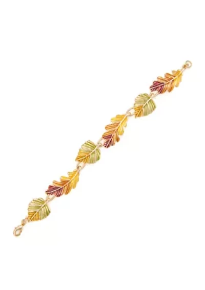Gold Tone Multi Fall Leaves Flex Bracelet