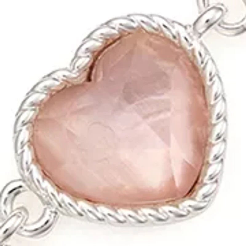 Silver-Tone Pink Heart Flex Bracelet
