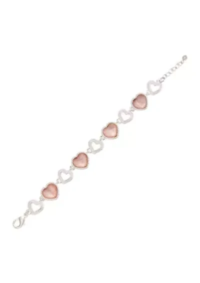 Silver-Tone Pink Heart Flex Bracelet