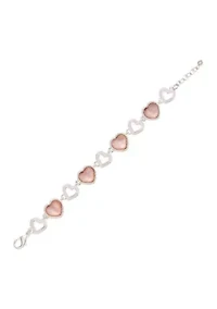 Silver-Tone Pink Heart Flex Bracelet