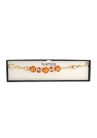 Gold Tone Orange Pumpkin Slider Bracelet