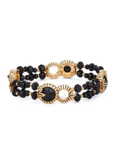 Gold-Tone Jet Flower Stretch Bracelet