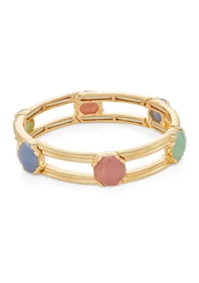 Gold Tone Multi Stone Stretch Bracelet