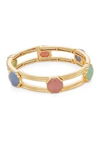 Gold Tone Multi Stone Stretch Bracelet