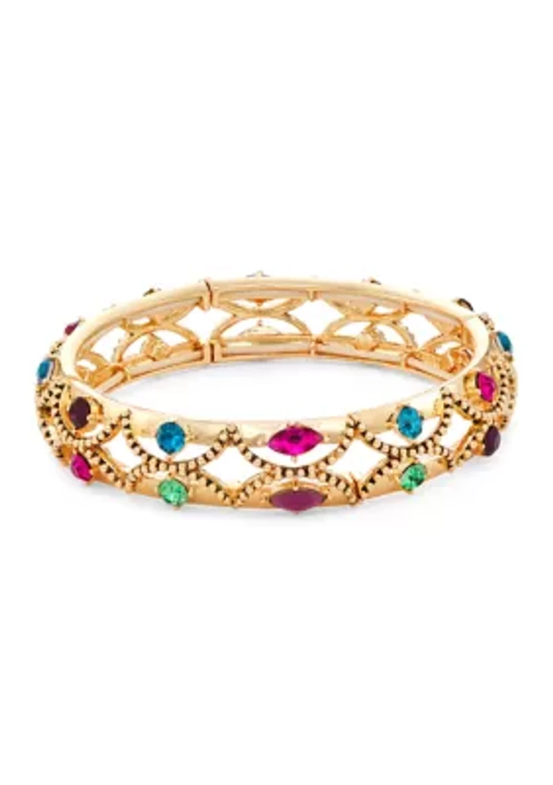 Gold Tone Tea Time Bangle Bracelet