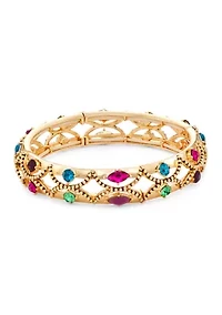 Gold Tone Tea Time Bangle Bracelet