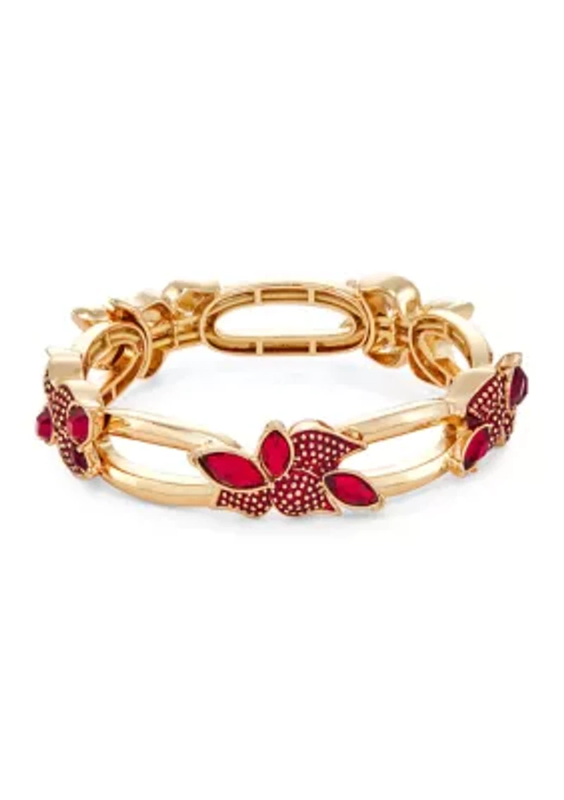 Red Poinsettia Stretch Bracelet