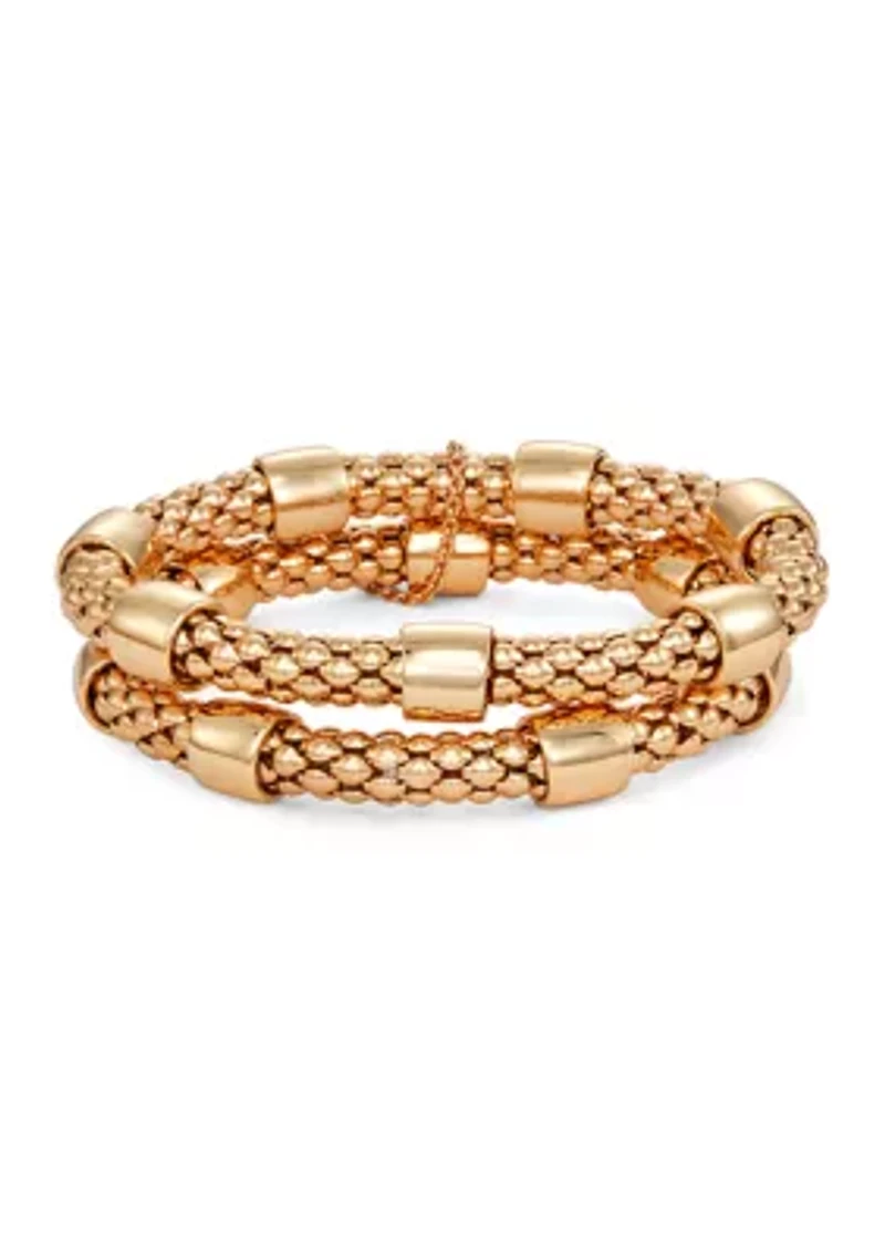 Gold-Tone Textured Stretch Bracelet