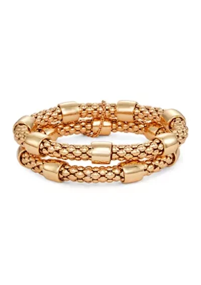 Gold-Tone Textured Stretch Bracelet