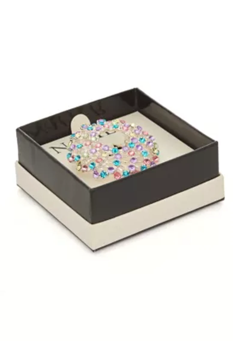 Silver Tone Color Stones Pin