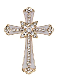 Gold-Tone Crystal Cross Pin Box