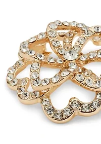 Gold Tone Crystal Flower Pin
