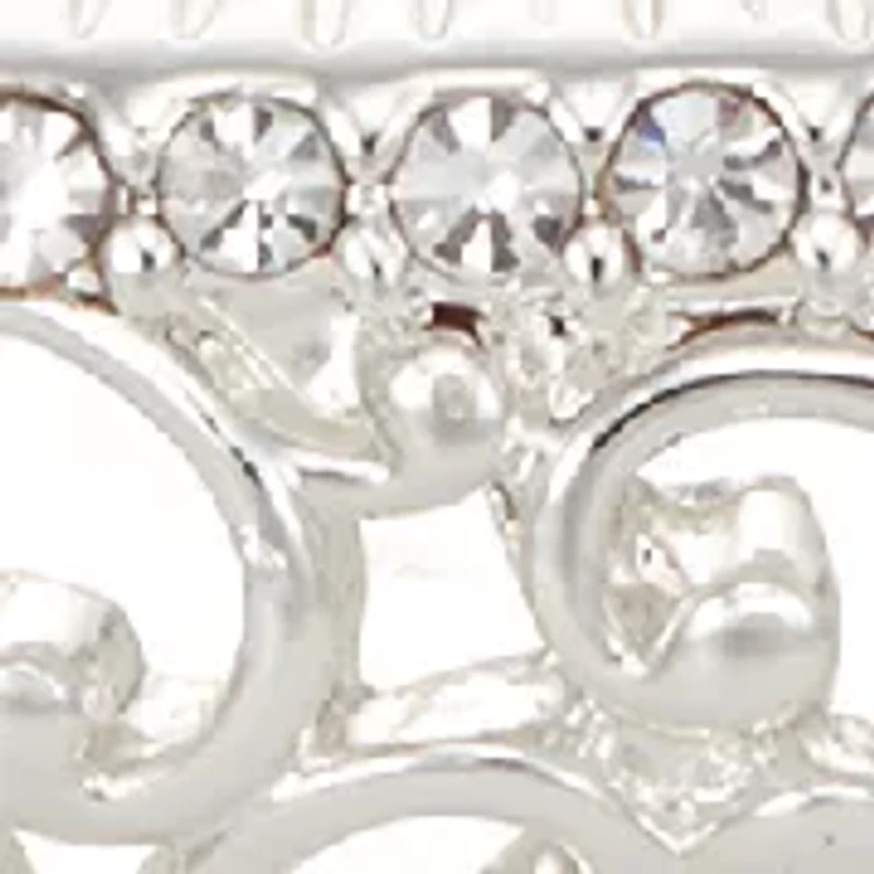 Silver Tone Hinge Filigree Bangle Bracelet