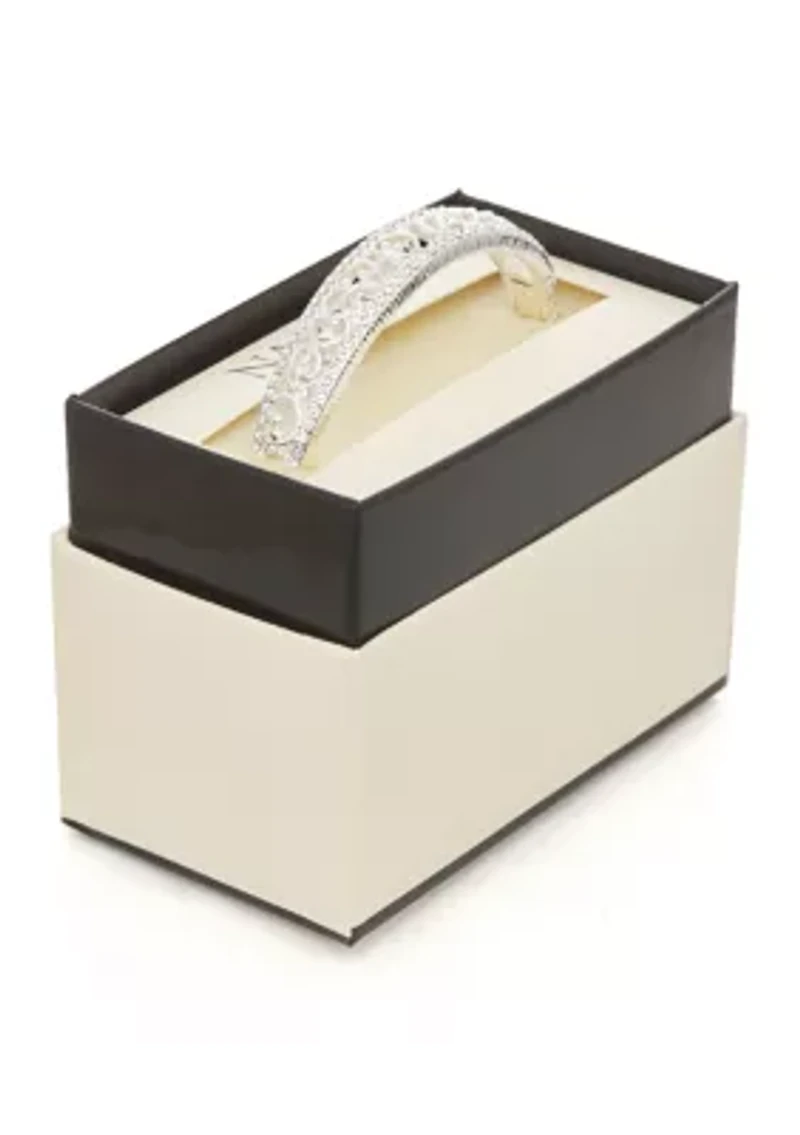 Silver Tone Hinge Filigree Bangle Bracelet