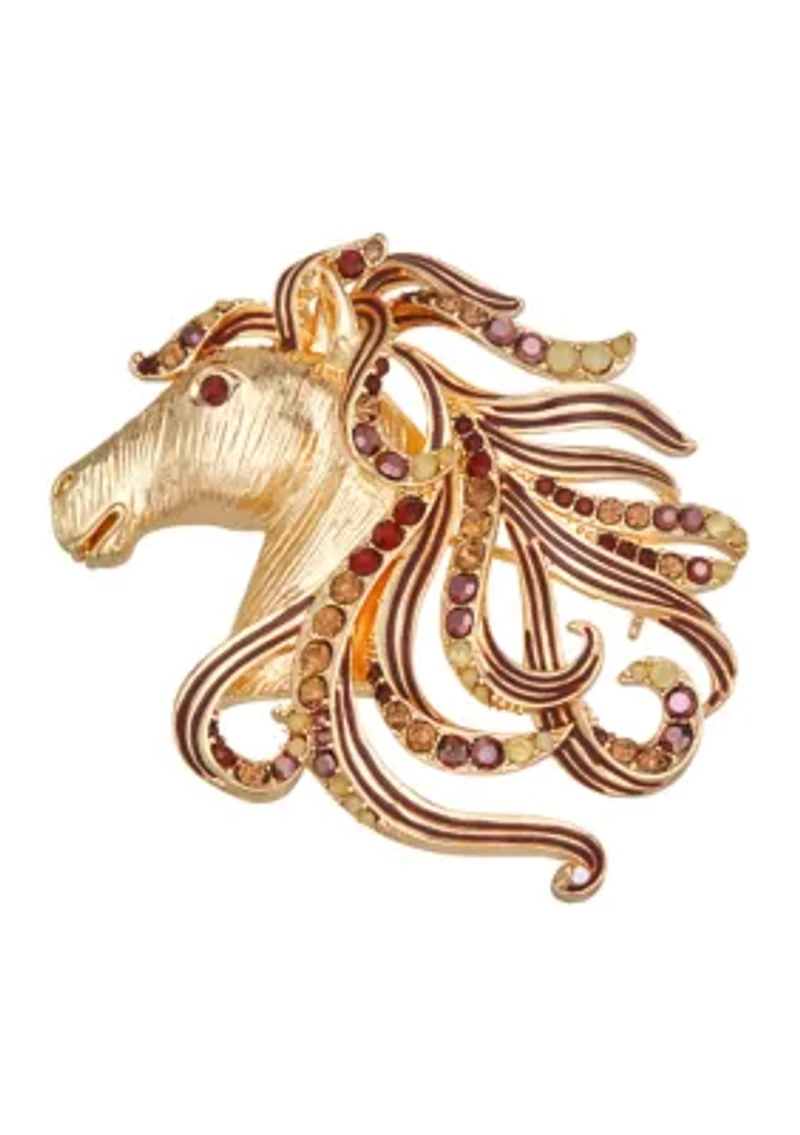 Horse Gold Tone Box Pin
