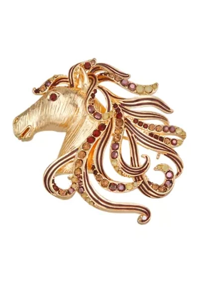 Horse Gold Tone Box Pin
