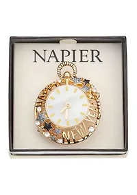 Gold Tone NYE Clock Pin