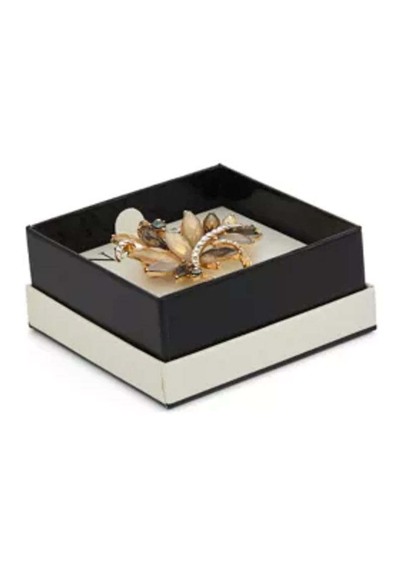 Gold-Tone Crystal Stone Boxed Pin