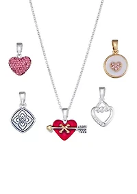 Heart Necklace Multi Charm Set 