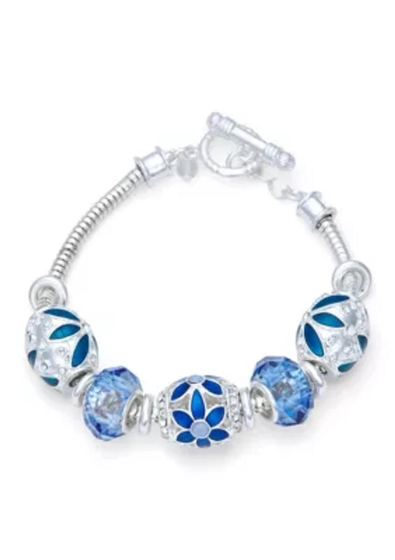 Blue Flower Slider Bracelet