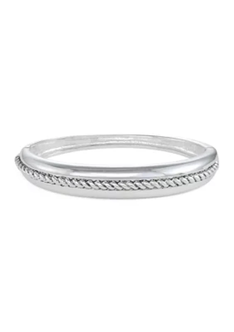 Silver Tone Twisted Bangle Bracelet