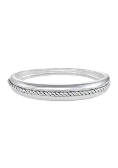 Silver Tone Twisted Bangle Bracelet