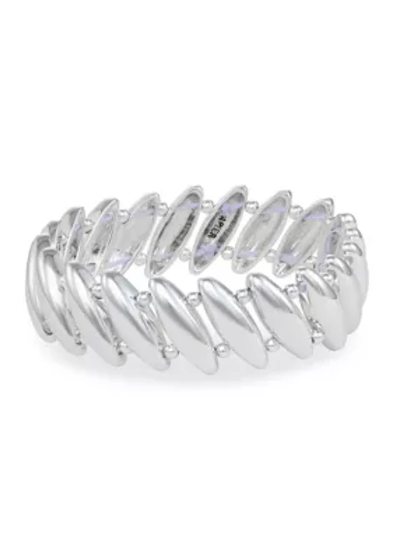 Silver Tone Pattern Stretch Bracelet