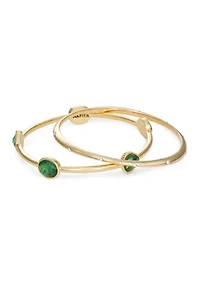 Gold Tone Green Ivy Bangle Bracelet