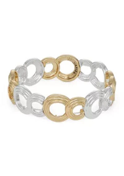 Two Tone Mixed Piece Stretch Bracelet