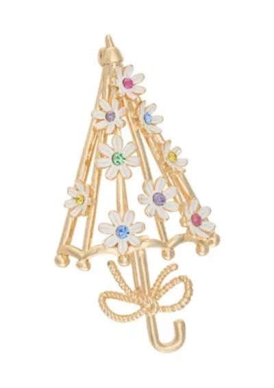 Crystal Flower Umbrella Pin