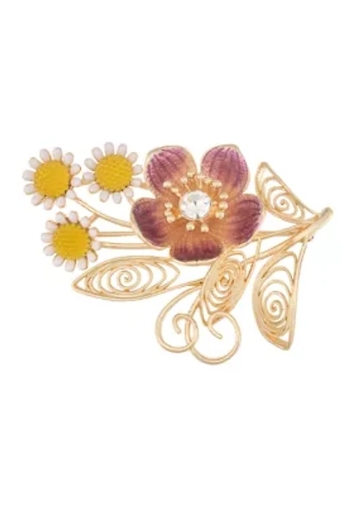 Crystal Stone Flower Pin 
