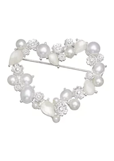  Pearl Heart Pin 