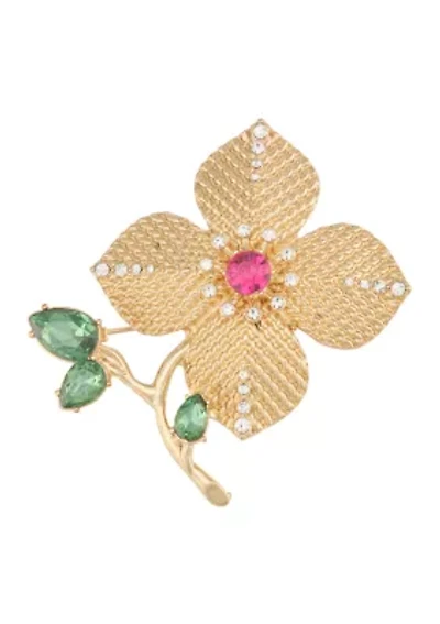 Textured Multicolored Flower Pin 