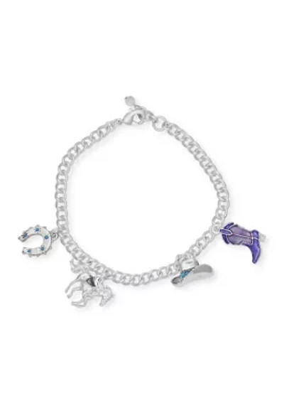 Western Silver Tone Charm Bracelet 
