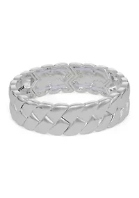 Braided Silver Tone Stretch Bangle
