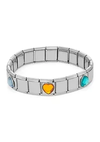 Heart Cut Out Silver Tone Stretch Bracelet