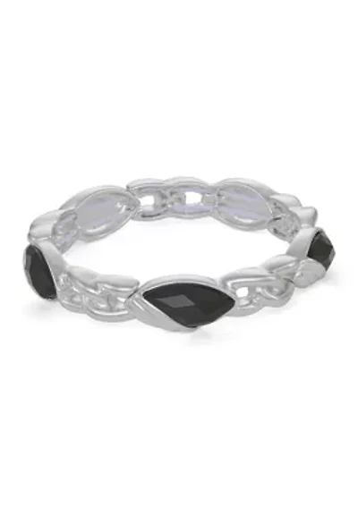 Silver Tone Stone Stretch Bracelet